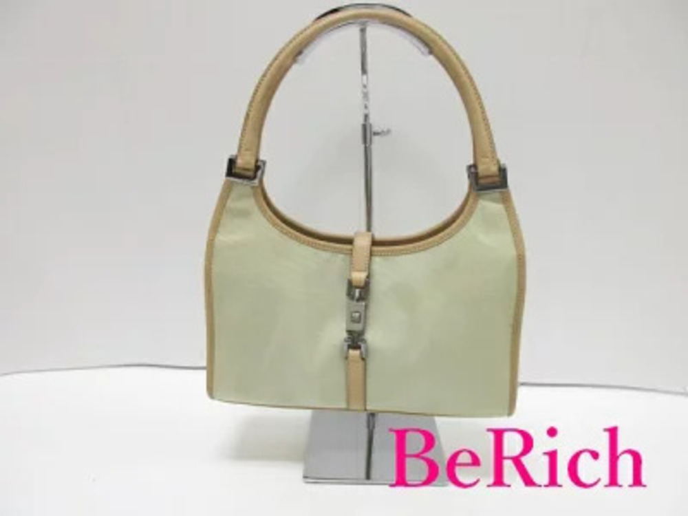 Gucci Shoulder Bag Jackie GG Beige Olive Green Leather Handbag